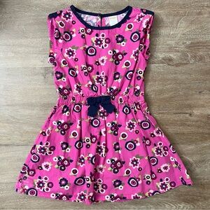 Gymboree Girls Vibrant Pink Floral Dress with Navy Accents Size 6